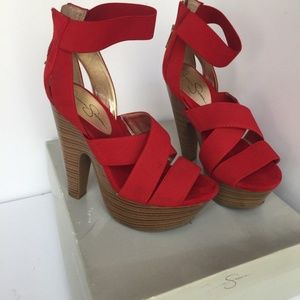 Cute faux suede strappie heels